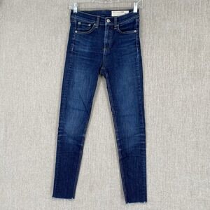 Rag Bone Jeans Womens 24 Blue 10 Inch Ankle Skinny Stretch‎ Dark Denim Whiskered